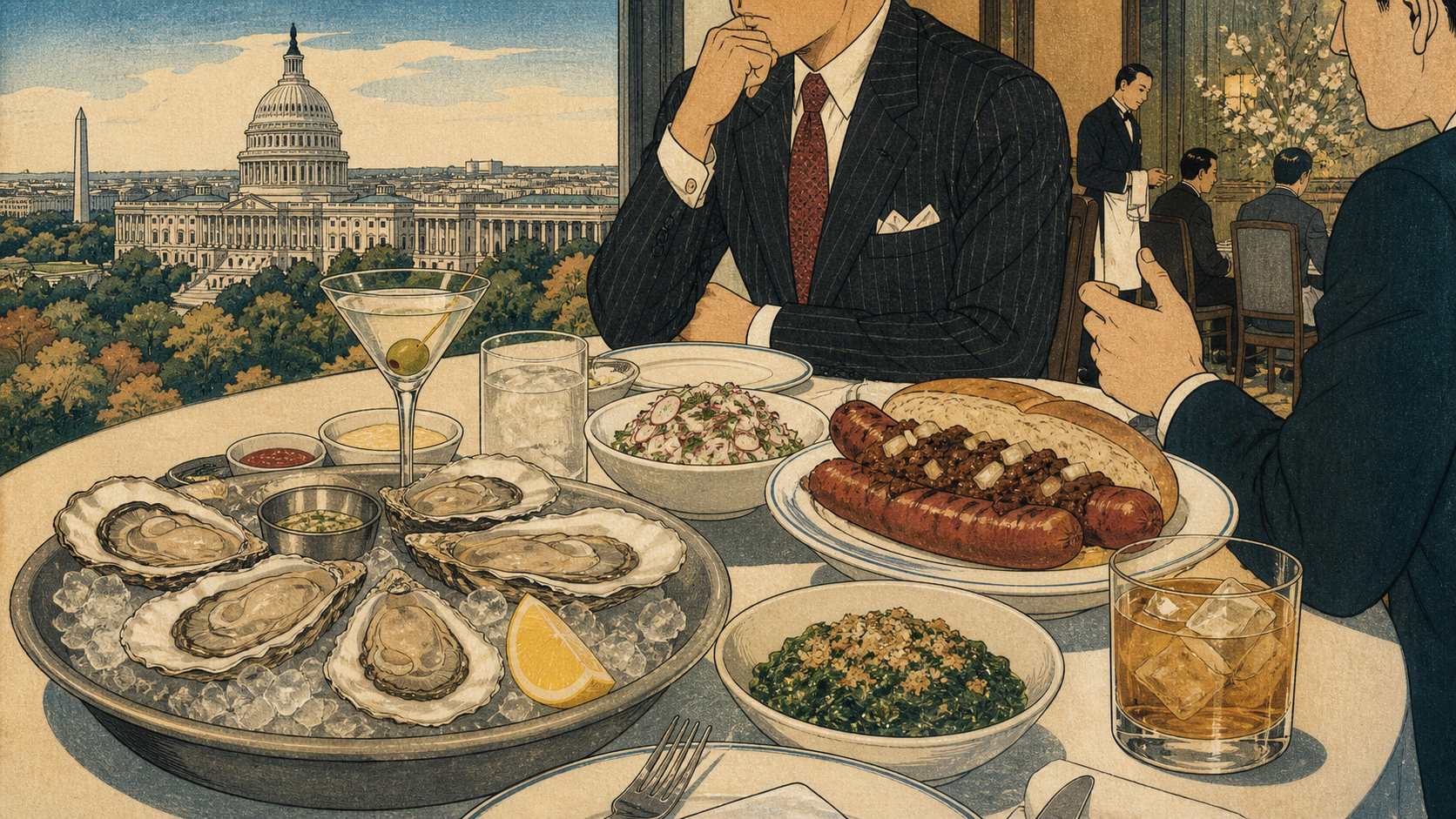 ワシントンD.C.の食文化を表す上品なテーブル