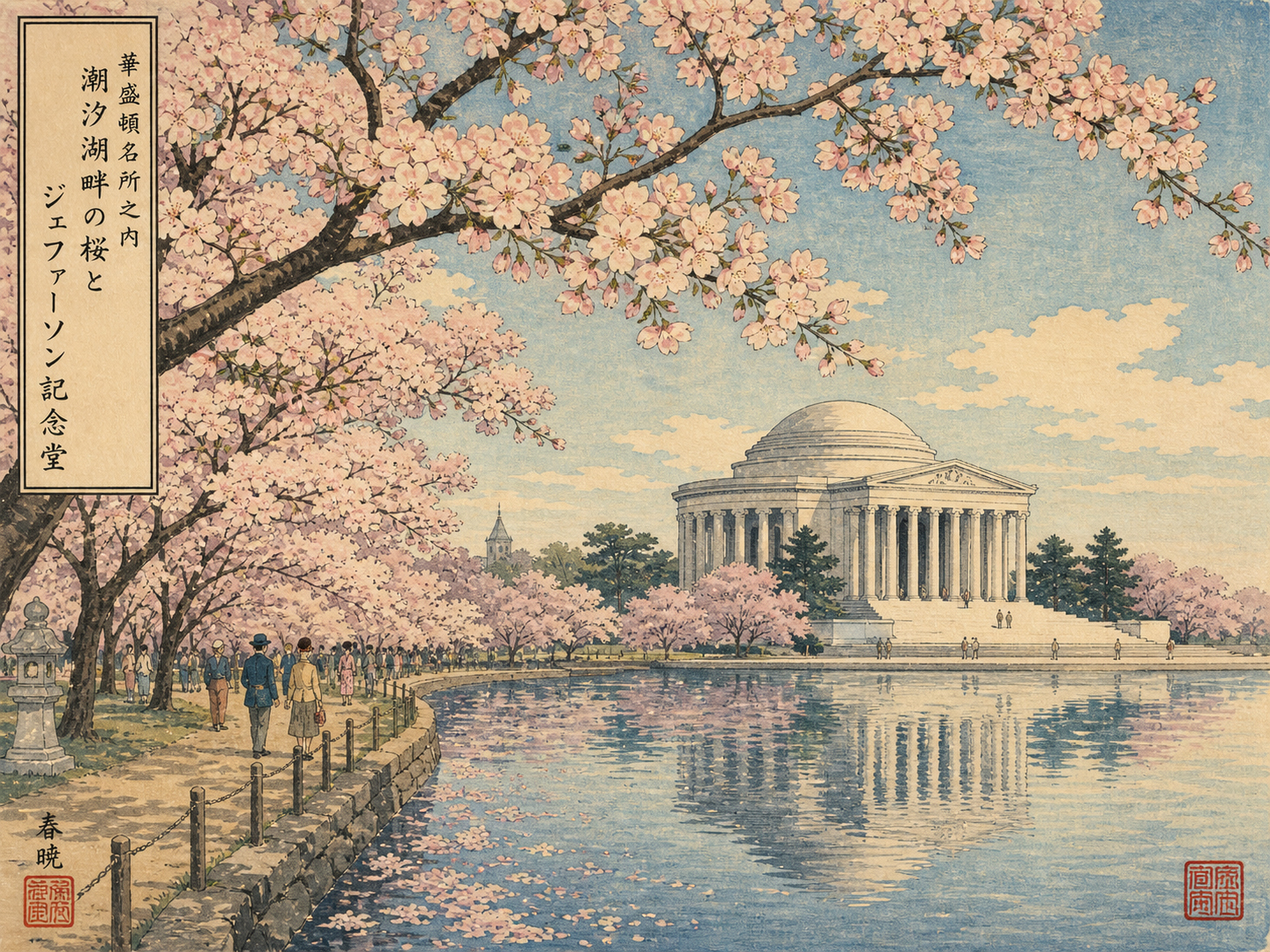 ナショナル・モール、タイダル・ベイスン、ジェファーソン記念堂、桜